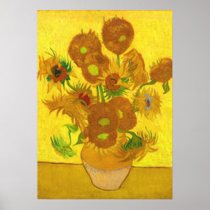 Van Gogh 15 Sonnenblumen in einer Vase der Kunst Poster