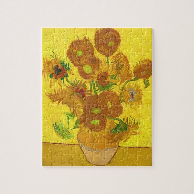 Van Gogh 15 Sonnenblumen in einer Vase der Kunst Puzzle (Vertikal)