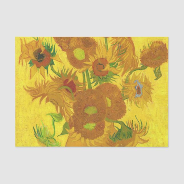 Van Gogh 15 Sonnenblumen in einer Vase der Kunst Seidenpapier (Vorderseite)