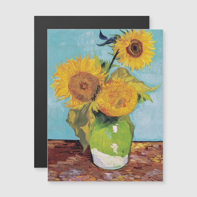 Van Gogh - 3 Sonnenblumen in einer Vase-Magnetkart Magnetkarte (Vorne/Hinten)