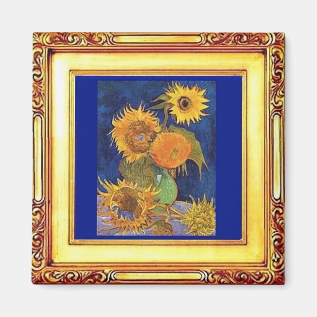 Van Gogh - 5 Sonnenblumen Magnet (Vorne)