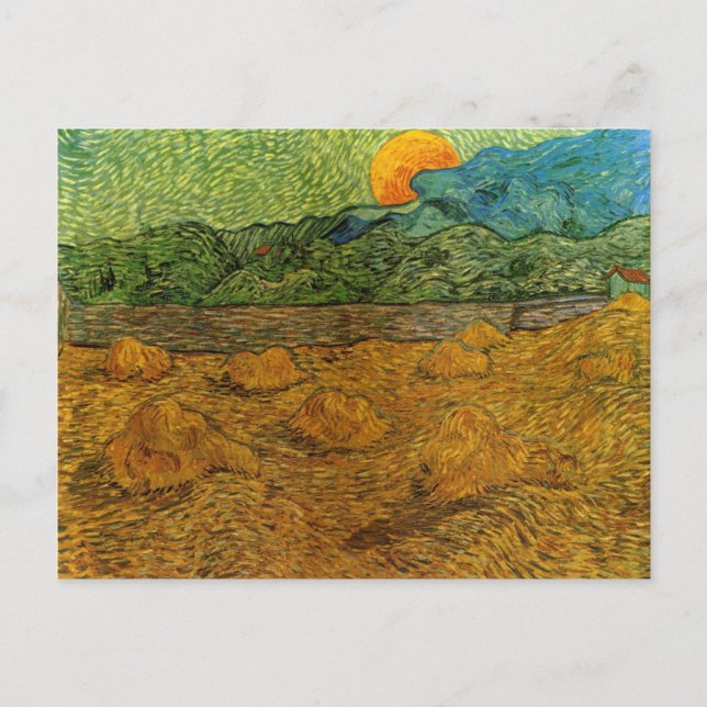 Van Gogh - Abend Landschaft mit aufstrebendem Mond Postkarte (Vorderseite)