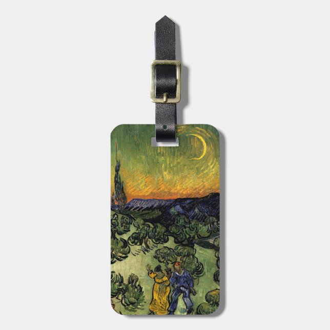 Van Gogh: Abends-Promenade Gepäckanhänger (Vorderseite vertikal)