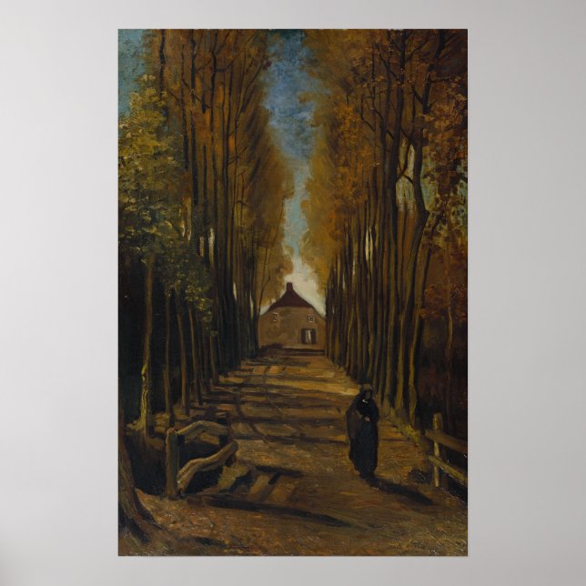 Van Gogh - Allee der Poplars im Herbst Poster (Vorne)