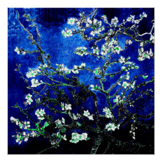 Van Gogh Almond Bllossoms blau grün Poster