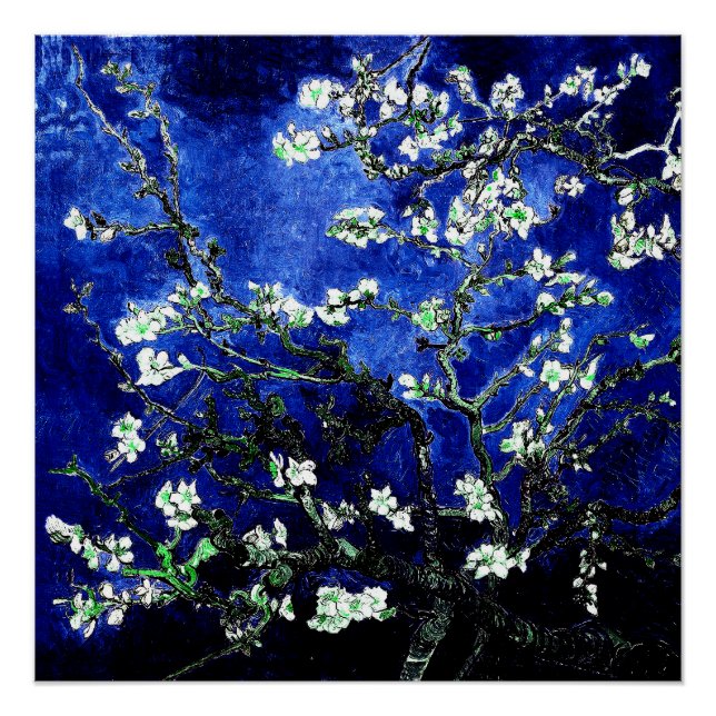 Van Gogh Almond Bllossoms blau grün Poster (Vorderseite)