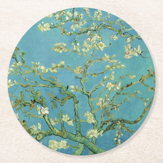 Van Gogh | Almond Blossom | 1890 Runder Pappuntersetzer (Vorderseite)
