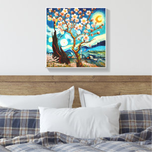 Van Gogh Almond Blossom Landschaftsmoon Leinwanddruck