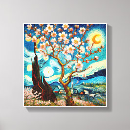 Van Gogh Almond Blossom Landschaftsmoon Leinwanddruck