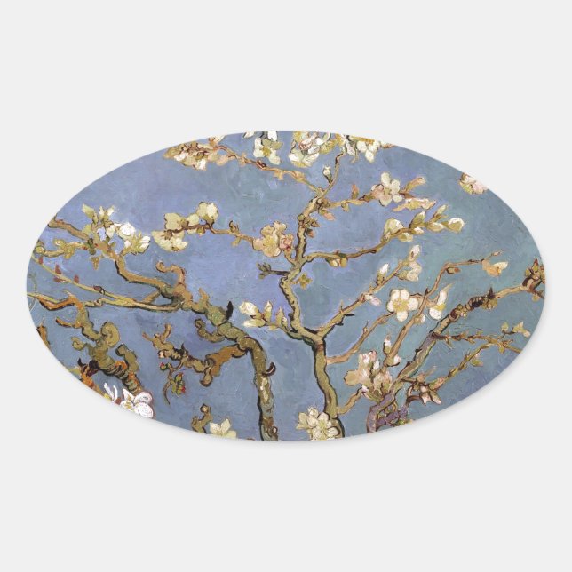 Van Gogh Almond Blossom Ovaler Aufkleber (Vorderseite)