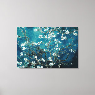 Van Gogh Almond Blossoms Dark Aquamarin Leinwanddruck