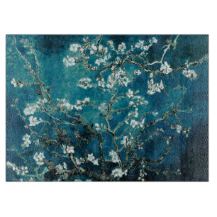 Van Gogh Almond Blossoms Dark Aquamarin Schneidebrett