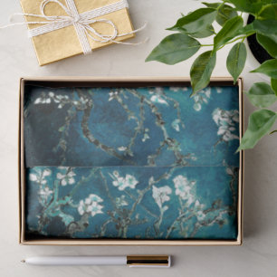 Van Gogh Almond Blossoms Dark Aquamarin Seidenpapier