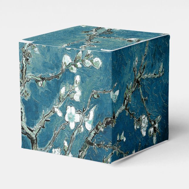 Van Gogh Almond Blossoms: Dunkel Aquamarin Geschenkschachtel (Vorderseite)