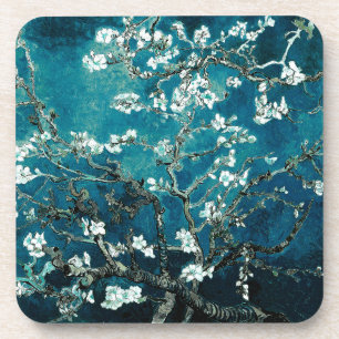 Van Gogh Almond Blossoms: Dunkel Aquamarin Getränkeuntersetzer