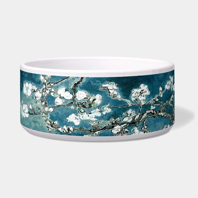 Van Gogh Almond Blossoms: Dunkel Aquamarin Napf (Vorderseite)
