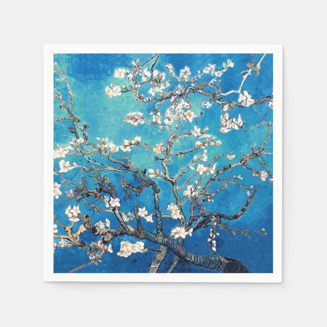 Van Gogh Almond Blossoms Helles Türkis Serviette (Vorderseite)