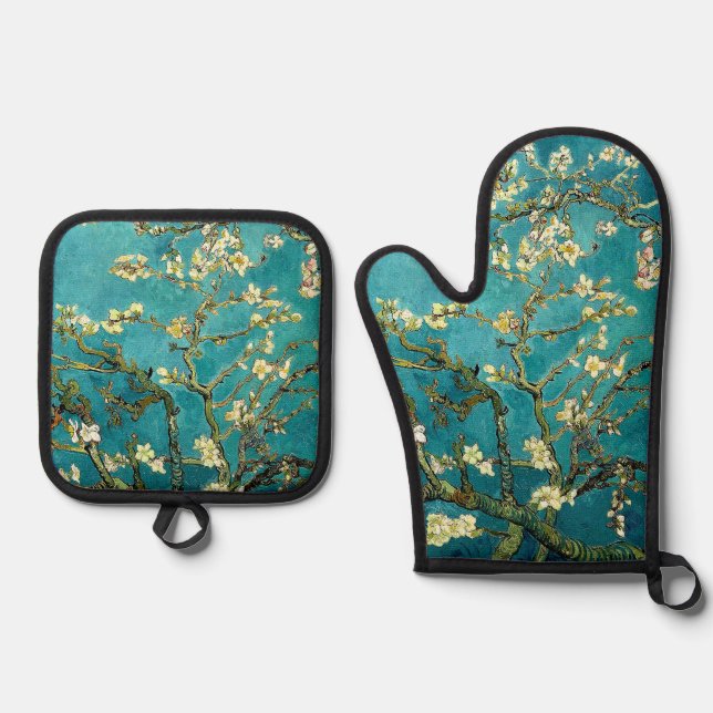 Van Gogh Almond Blossoms Klassischer Impressionism Ofenhandschuh & Topflappen-Set (Vorderseite)