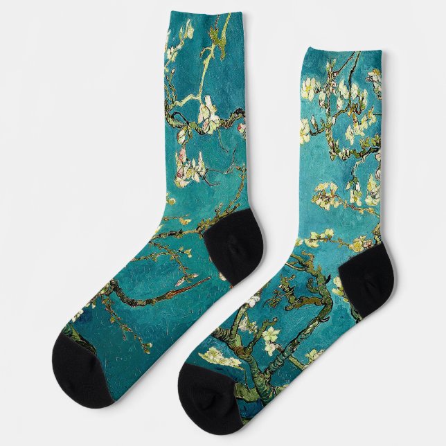 Van Gogh Almond Blossoms Klassischer Impressionism Socken (Linkes Detail)