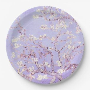 Van Gogh Almond Blossoms Lavender Pappteller