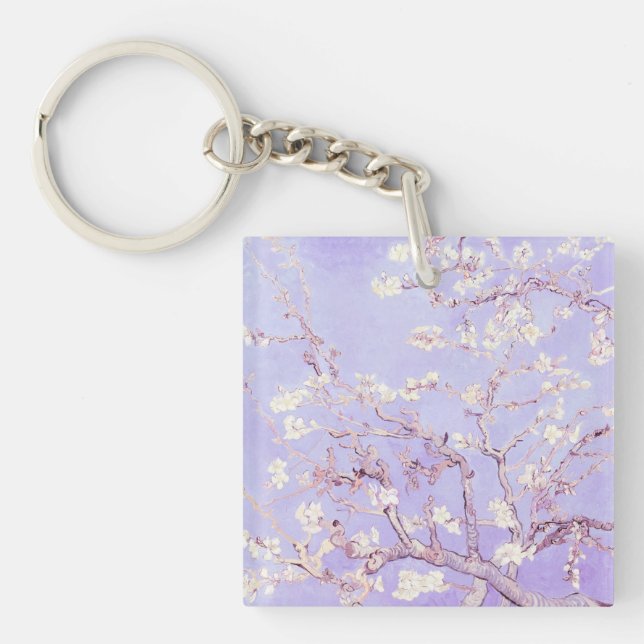 Van Gogh Almond Blossoms Lavender Schlüsselanhänger (Vorderseite)