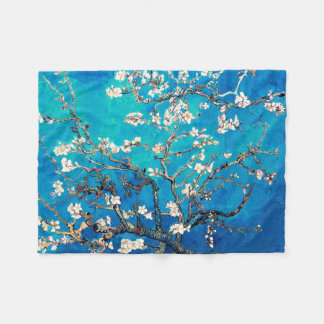 Van Gogh Almond Blossoms leuchtend türkis Fleecedecke