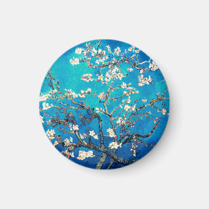 Van Gogh Almond Blossoms leuchtend türkis Magnet