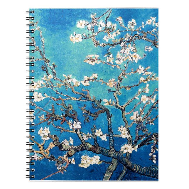 Van Gogh Almond Blossoms leuchtend türkis Notizblock (Vorderseite)