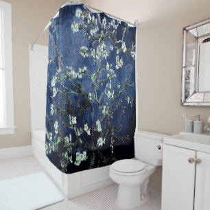 Van Gogh Almond Blossoms Midnight Blue Duschvorhang