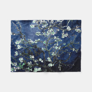 Van Gogh Almond Blossoms Midnight Blue Fleecedecke