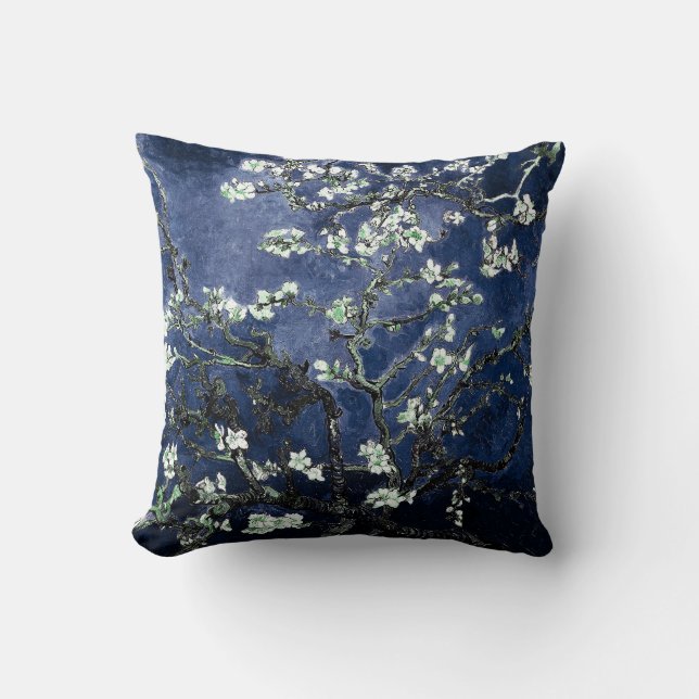 Van Gogh Almond Blossoms Midnight Blue Kissen (Vorderseite)