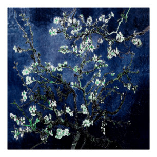 Van Gogh Almond Blossoms Midnight Blue Poster