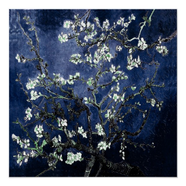 Van Gogh Almond Blossoms Midnight Blue Poster (Vorderseite)