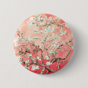 Van Gogh Almond Blossoms Peach Button
