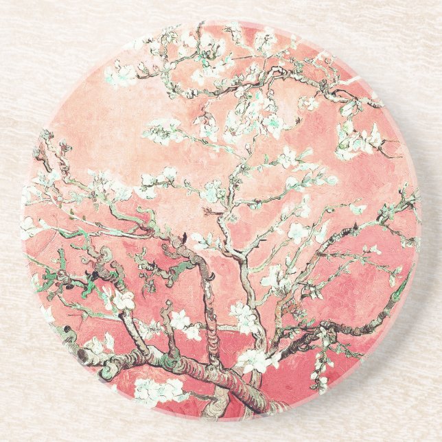 Van Gogh Almond Blossoms Peach Getränkeuntersetzer (Vorne)