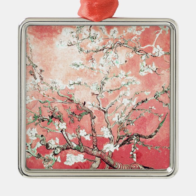 Van Gogh Almond Blossoms Peach Ornament Aus Metall (Vorne)