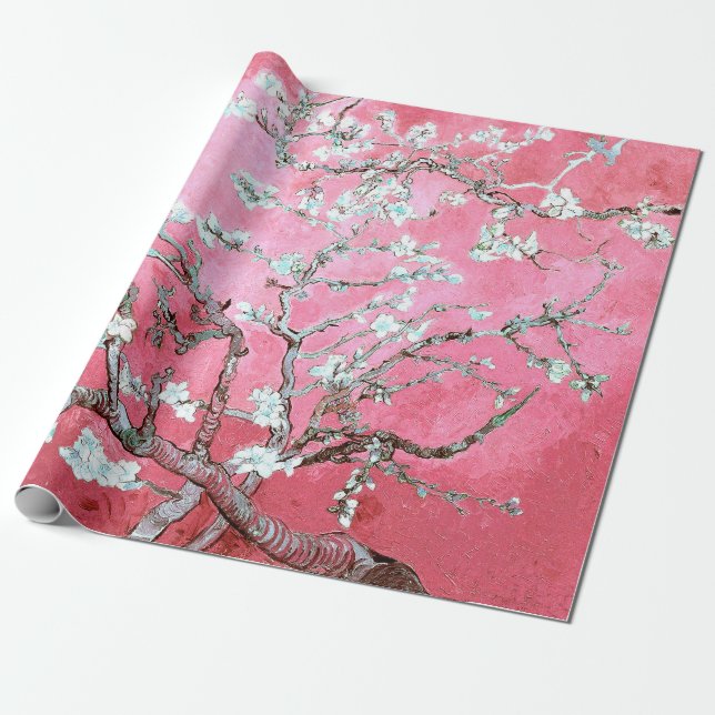 Van Gogh Almond Blossoms Pink Blau Geschenkpapier (Ungerollt)