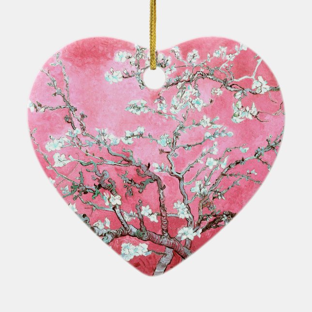 Van Gogh Almond Blossoms Pink Blau Keramik Ornament (Hinten)