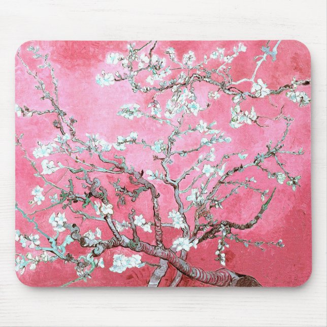 Van Gogh Almond Blossoms Pink Blau Mousepad (Vorne)