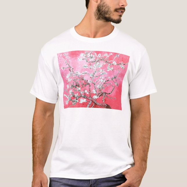 Van Gogh Almond Blossoms Pink Blau T-Shirt (Vorderseite)