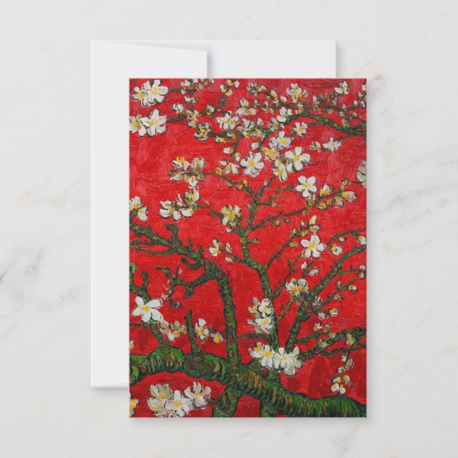 Van Gogh Almond Blossoms Red Einladung (Vorderseite)