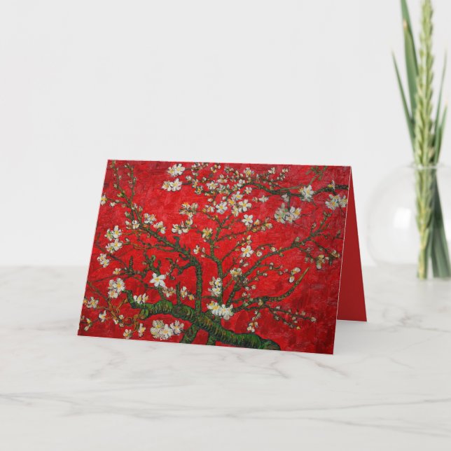Van Gogh Almond Blossoms Red Einladung (Vorderseite)