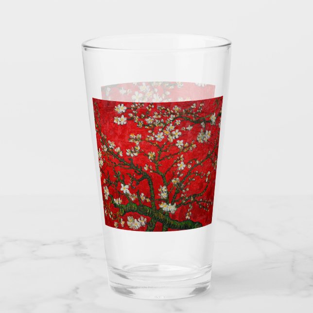 Van Gogh Almond Blossoms Red Glas (Vorderseite)