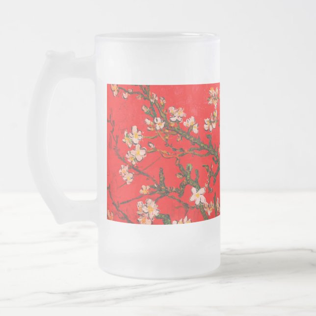 Van Gogh Almond Blossoms Red Mattglas Bierglas (Links)