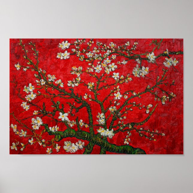Van Gogh Almond Blossoms Red Poster (Vorne)