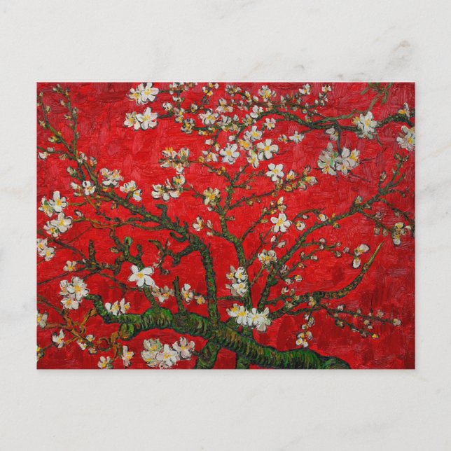 Van Gogh Almond Blossoms Red Postkarte (Vorderseite)