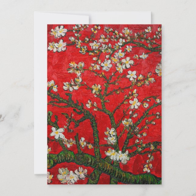 Van Gogh Almond Blossoms Red Save The Date (Vorderseite)