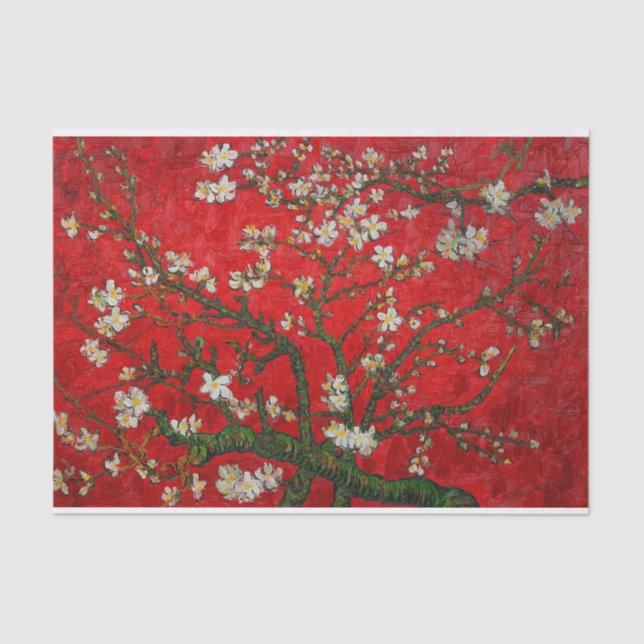 Van Gogh Almond Blossoms Red Seidenpapier (Vorderseite)