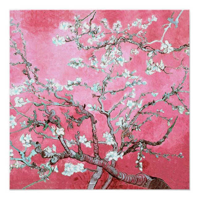 Van Gogh Almond Blossoms rosa blau Poster (Vorderseite)