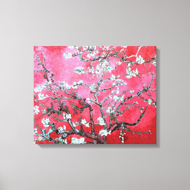 Van Gogh Almond Blossoms Rot Blau Leinwanddruck (Vorderseite)